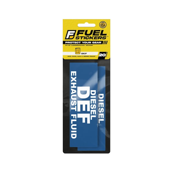 DEF Sticker, Diesel Exhaust Fluid Label: Fluid Safety - Heavy-Duty - White/Blue, 6x2, 20PK